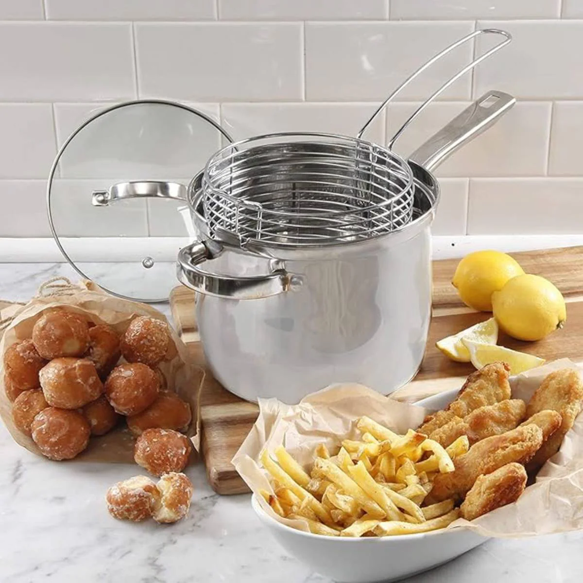 Oster Sangerfield 3.65 qt Deep Fryer Cookware Set (3-Piece) - Silver - Image 4