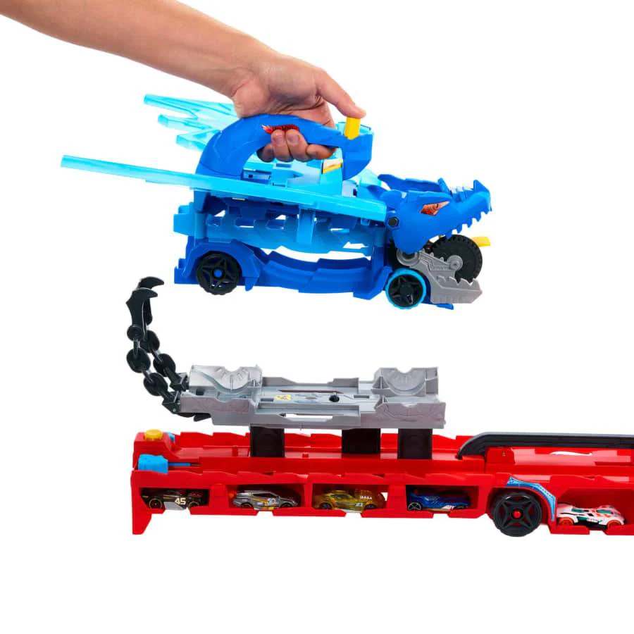 Hot Wheels City Ultimate Dual Dragon Transporter with Toy Cars - Image 3