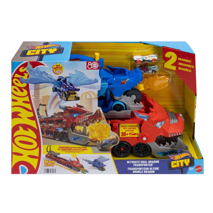 Hot Wheels City Ultimate Dual Dragon Transporter with Toy Cars - Image 4