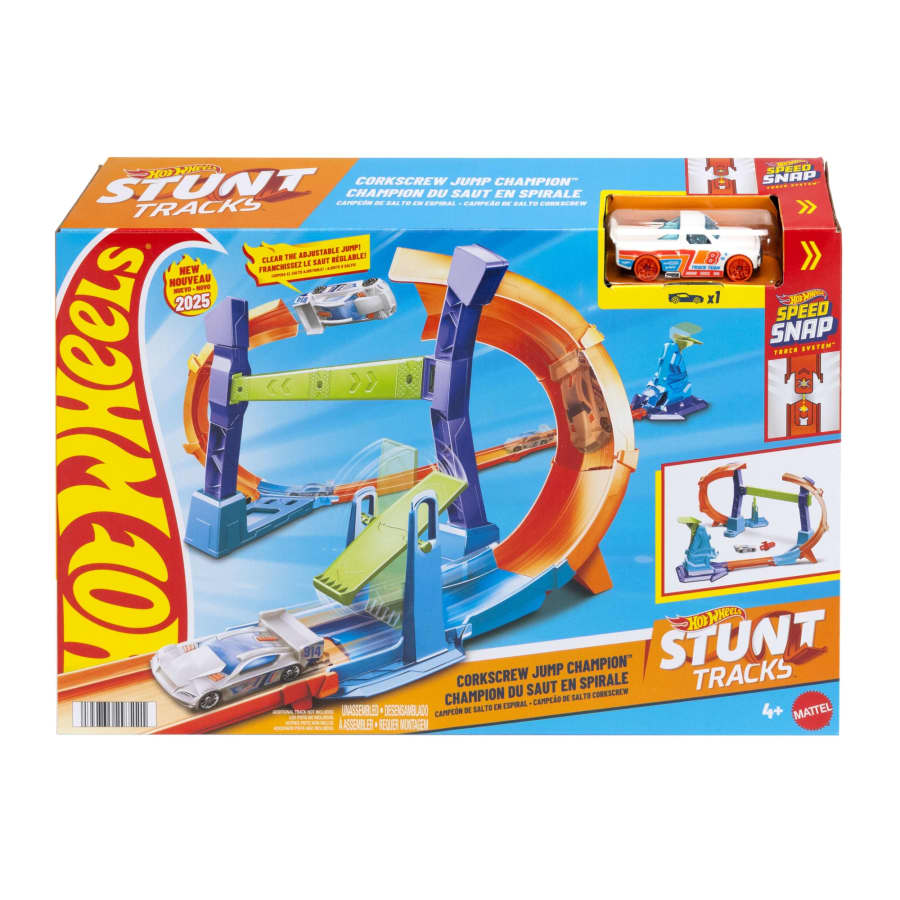 Hot Wheels Stunt Tracks Corkscrew Jump Champion Track Set with Toy Car - Image 3