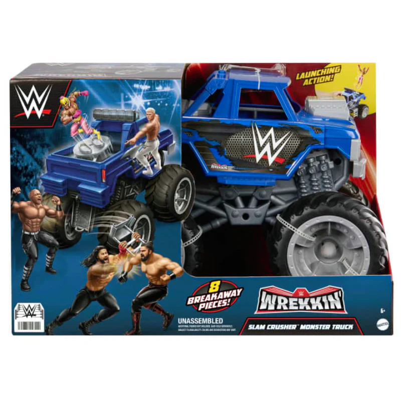 Mattel Wrekkin Slam Crusher Monster Truck with 8 Breakaway Parts - Blue/Black - Image 3