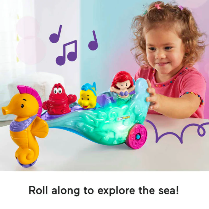 Little People Ariel's Disney Princess Light-Up Sea Carriage Musical Vehicle Toy - Image 3