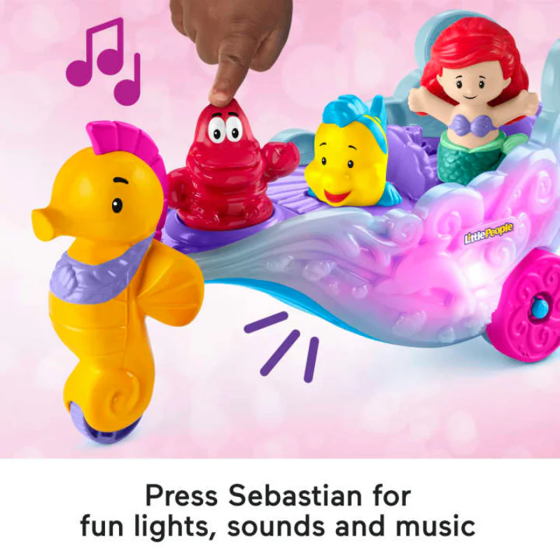 Little People Ariel's Disney Princess Light-Up Sea Carriage Musical Vehicle Toy - Image 4