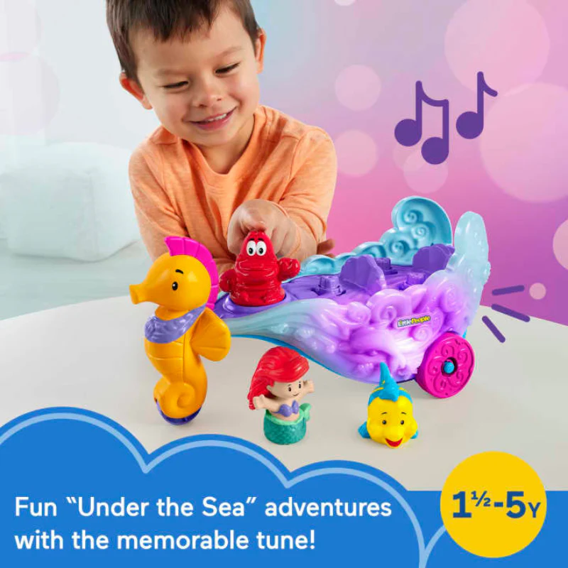 Little People Ariel's Disney Princess Light-Up Sea Carriage Musical Vehicle Toy - Image 5