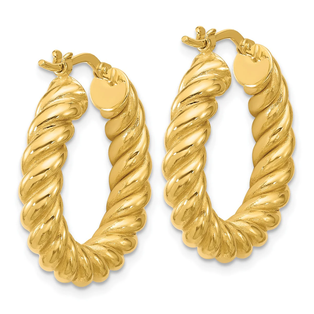 14K Leslie's Women's 5mm Twisted Hoop Earrings in 14K Yellow Gold - Image 3