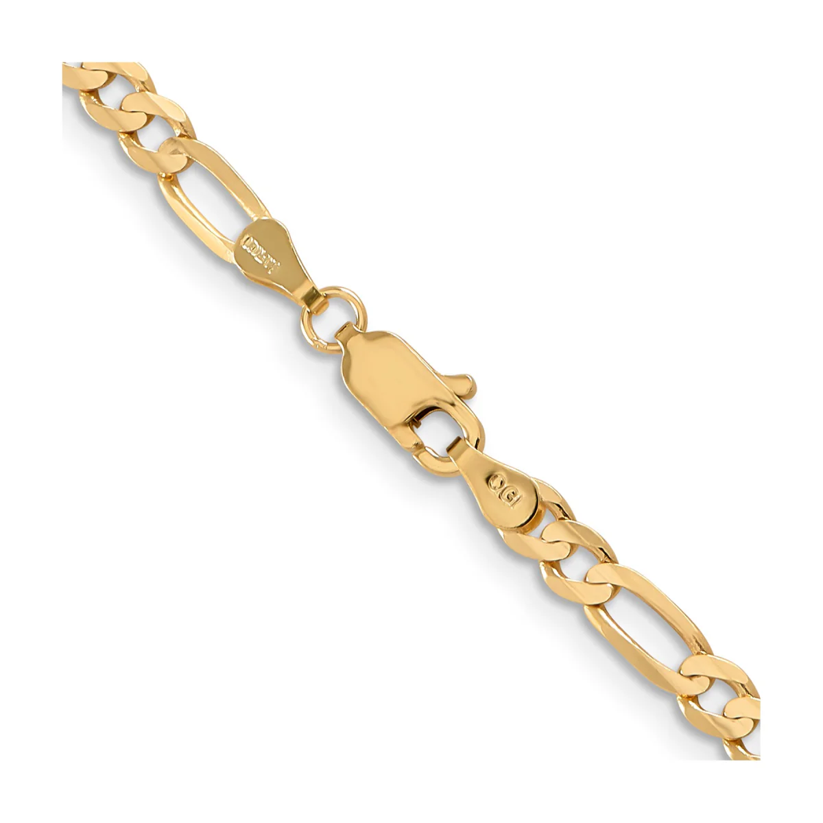 14K Yellow Gold Unisex 20" Concave Open Figaro Chain - Image 3
