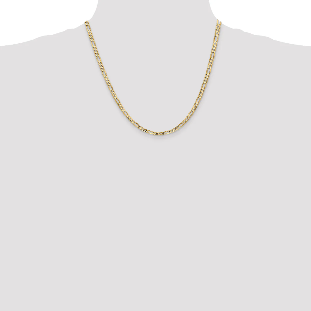 14K Yellow Gold Unisex 22" Concave Open Figaro Chain - Image 4