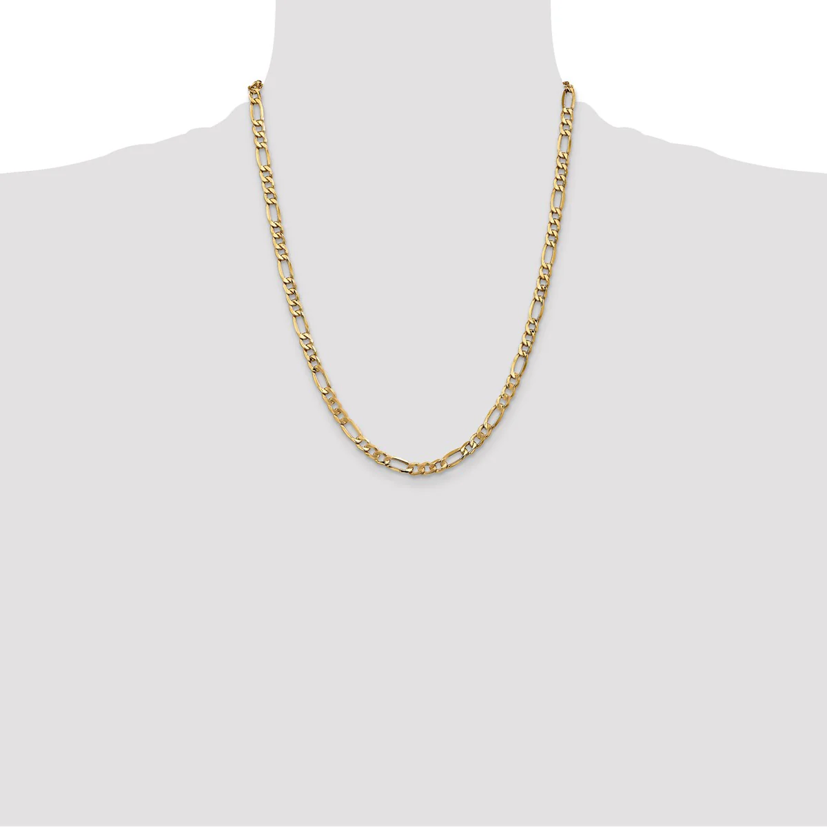 14K Yellow Gold Unisex 22" Semi-Solid Figaro Chain - Image 4