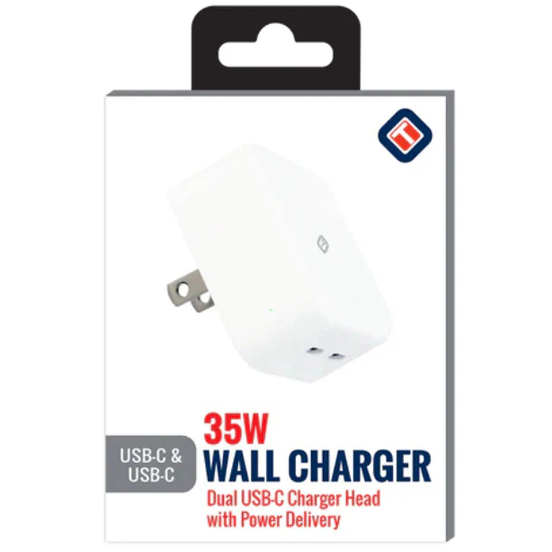 TekYa 35 Watts Power Delivery USB-C Dual Wall Charger - White - Image 4