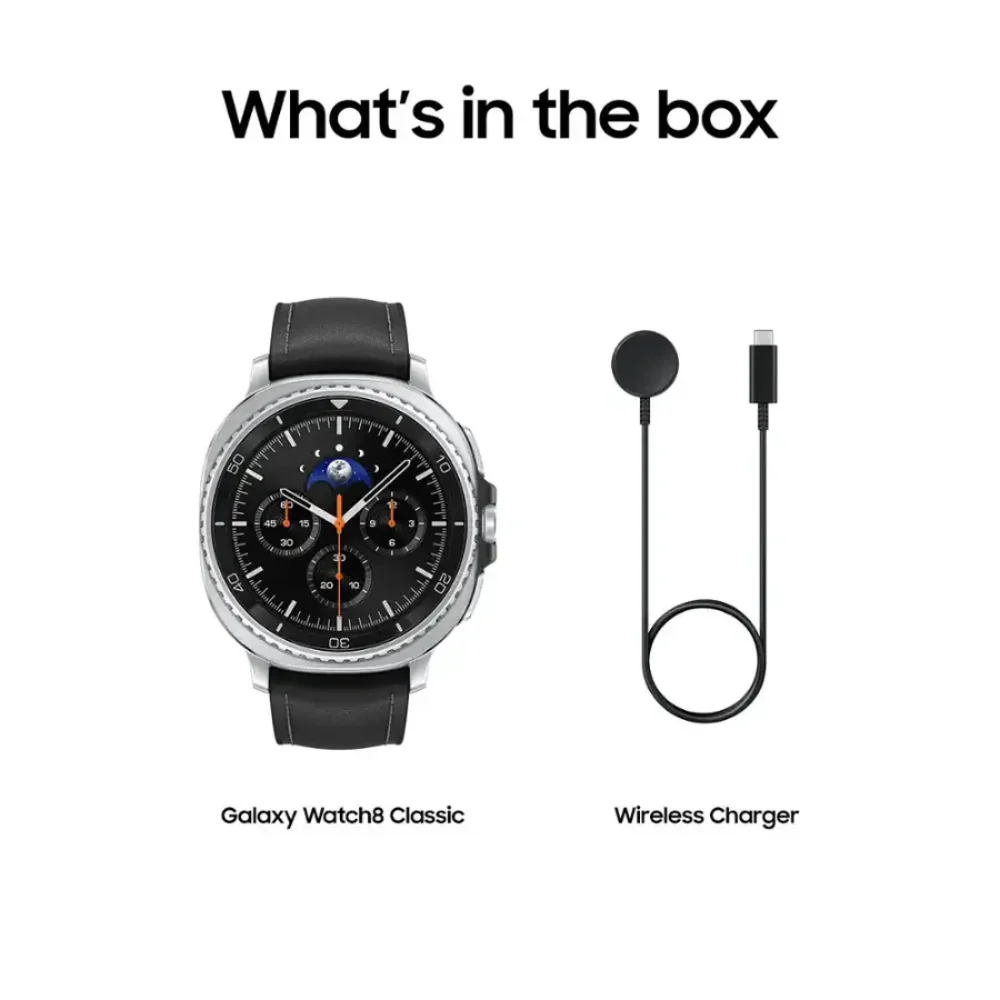 Samsung Galaxy Watch8 Classic 46mm Stainless Steel Case Smartwatch with Black Hybrid Band - LTE - Image 3