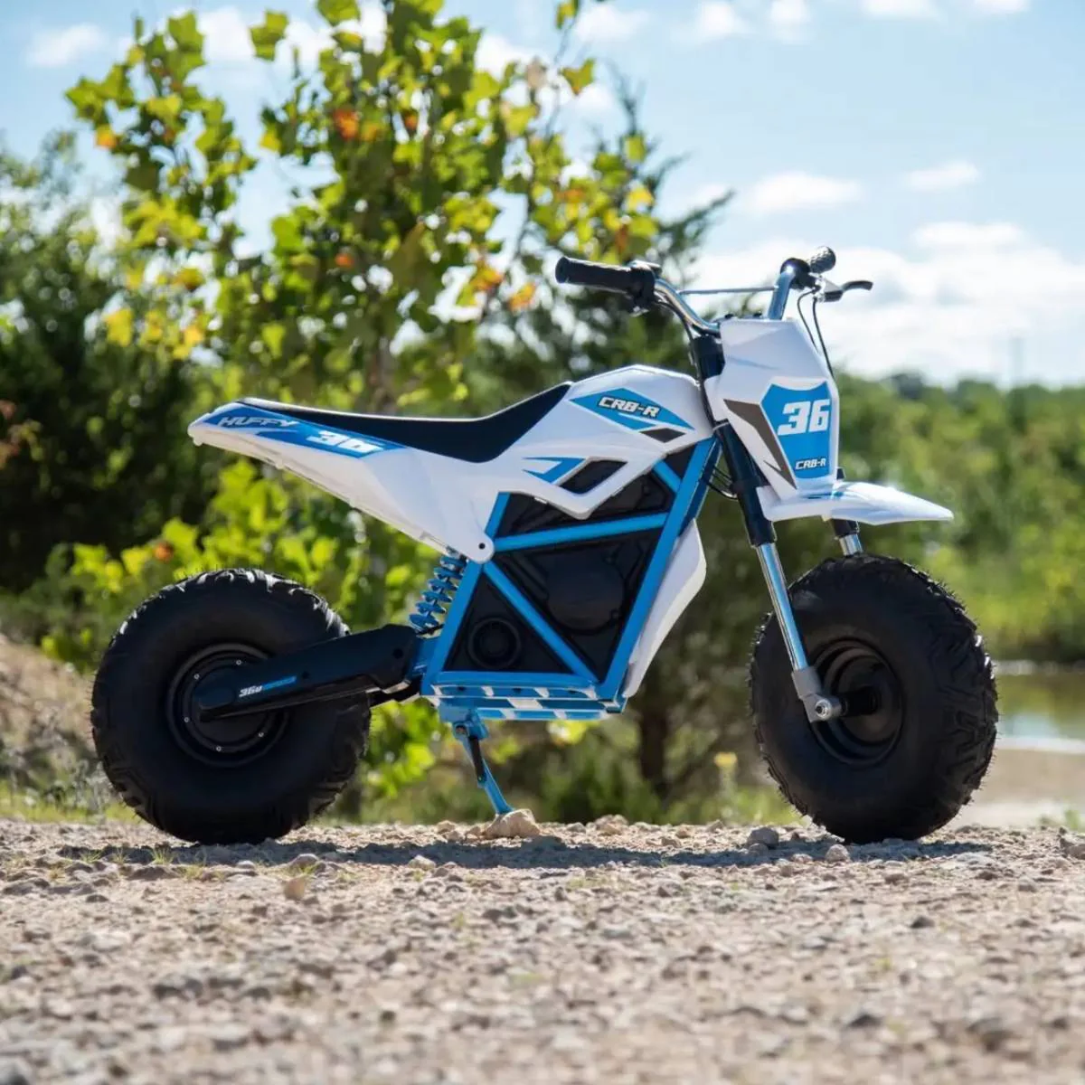 Huffy 36V CR8-R Electric Mini Bike - White/Blue - Image 5