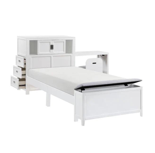 Youth Explorer Twin Bookcase Platform Bed by Homelegance - White - Image 5