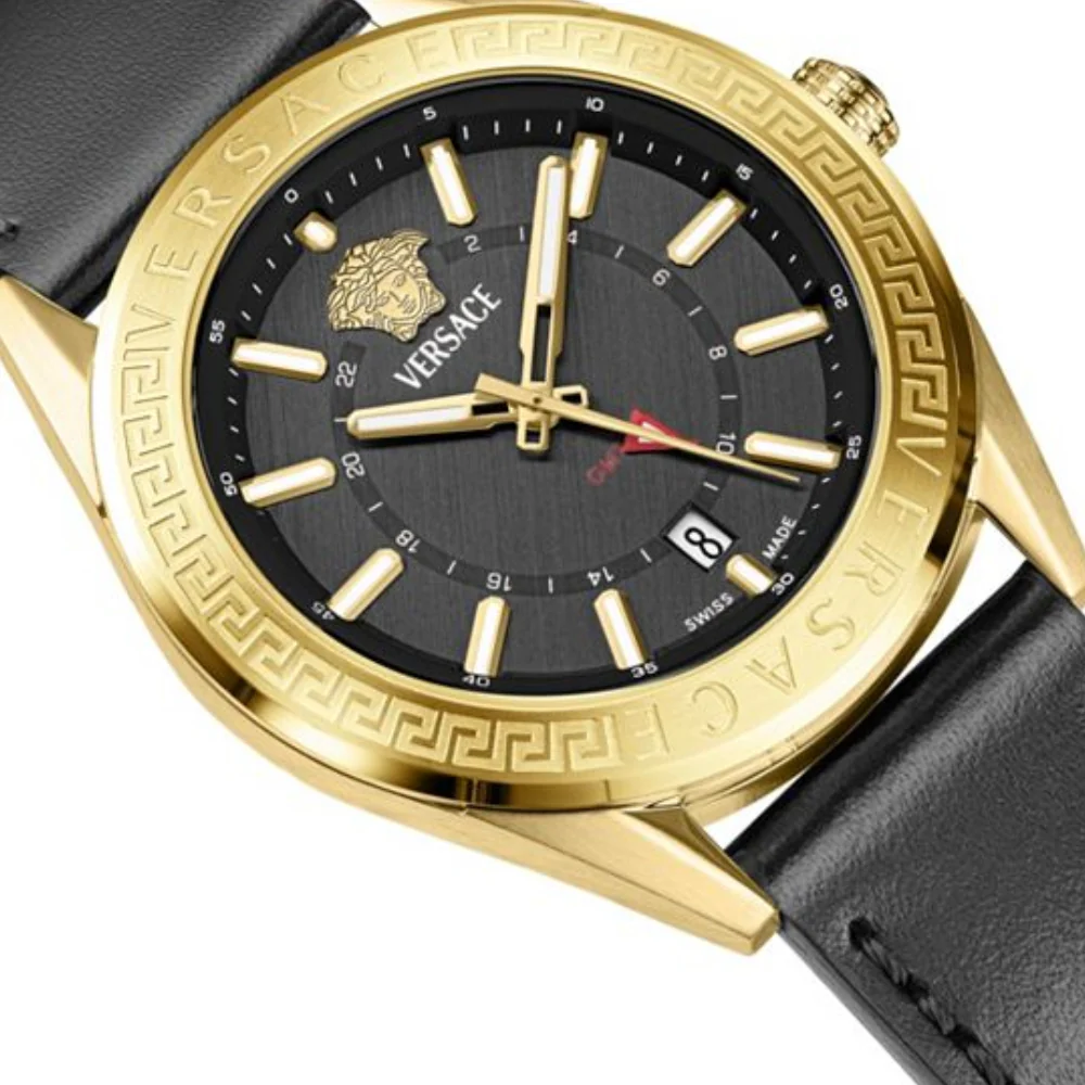 Versace V-Code GMT Men's 42mm Strap Watch - Black - Image 3