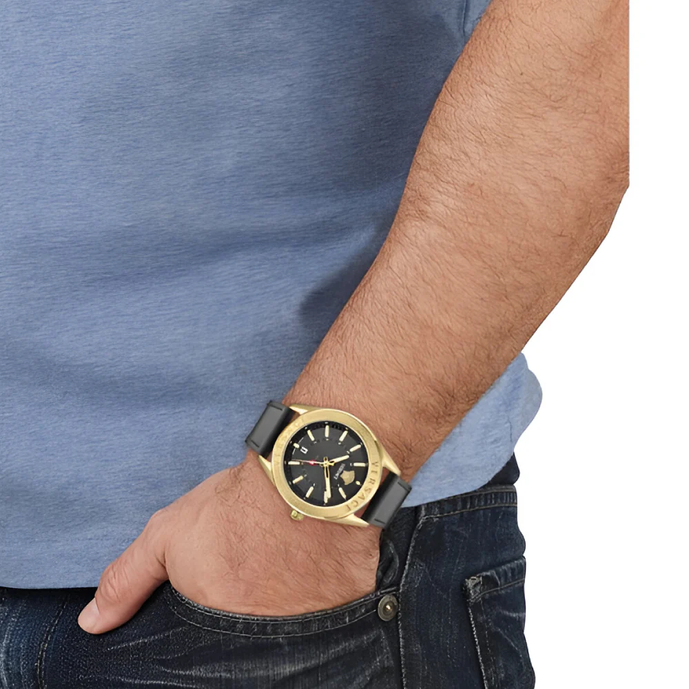 Versace V-Code GMT Men's 42mm Strap Watch - Black - Image 4