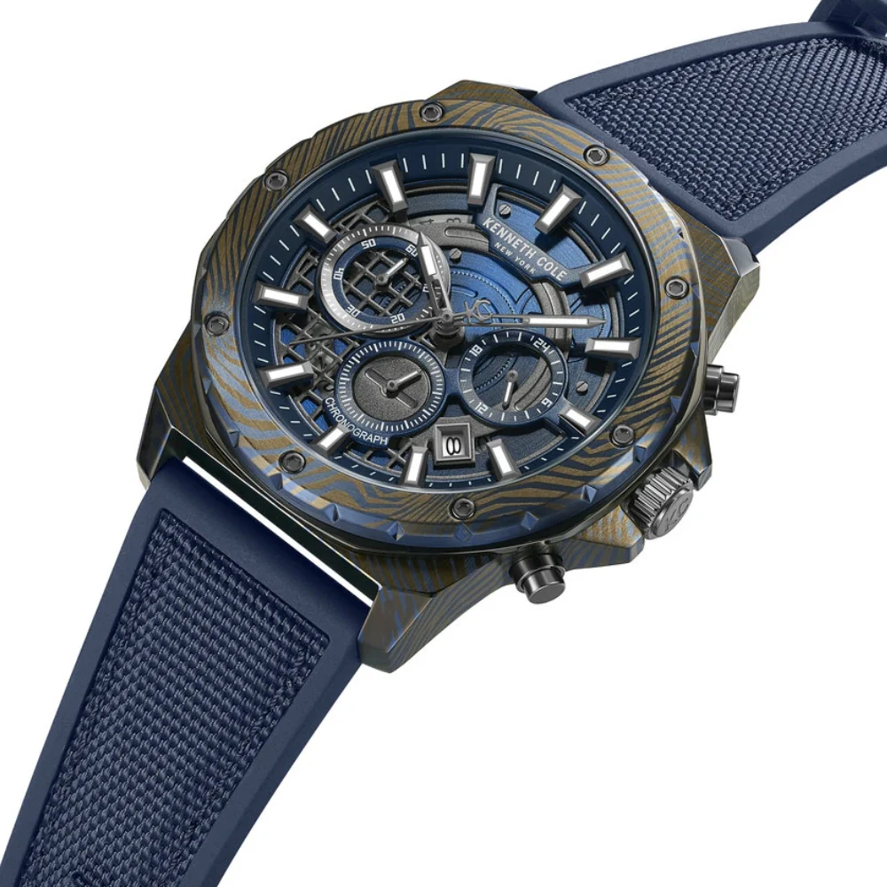 Kenneth Cole Newyork Men's 45mm Strap Watch - Blue - Image 4