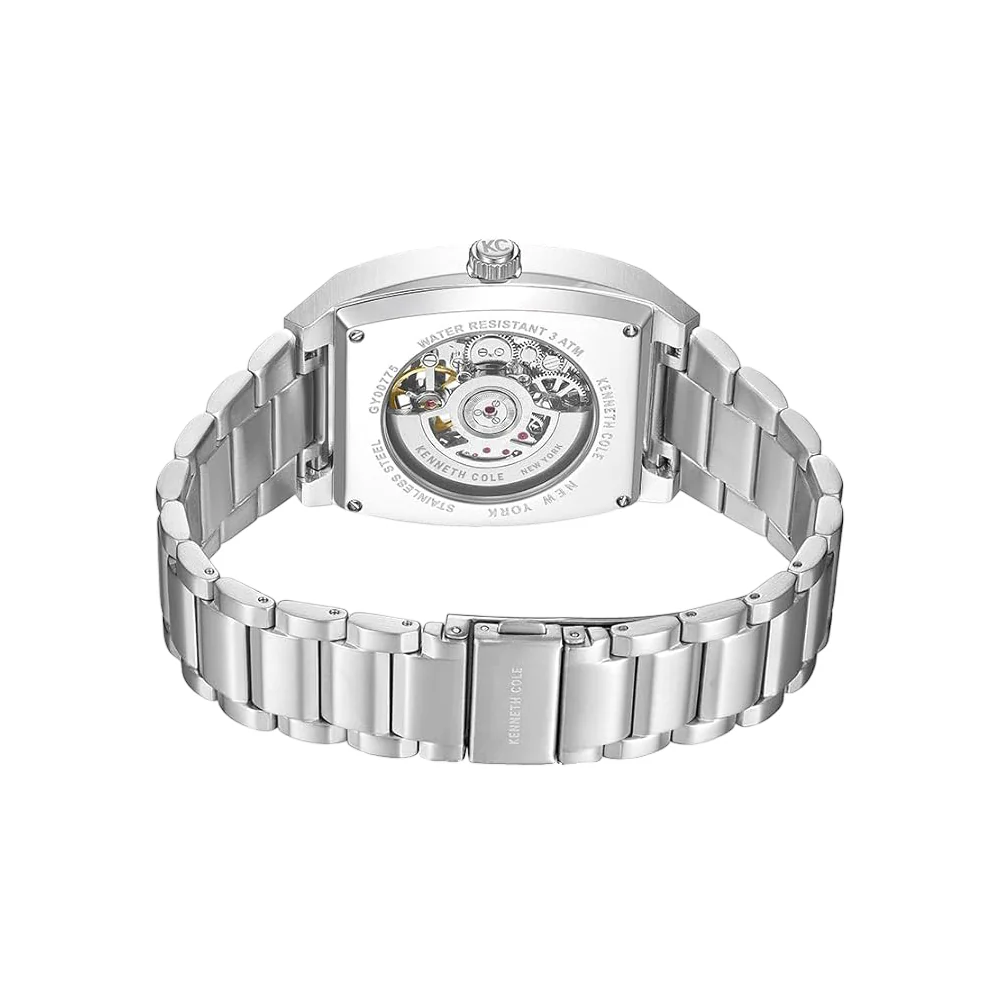 Kenneth Cole New York Skeleton Men's Silver Bracelet Watch - Blue Dial - Image 5