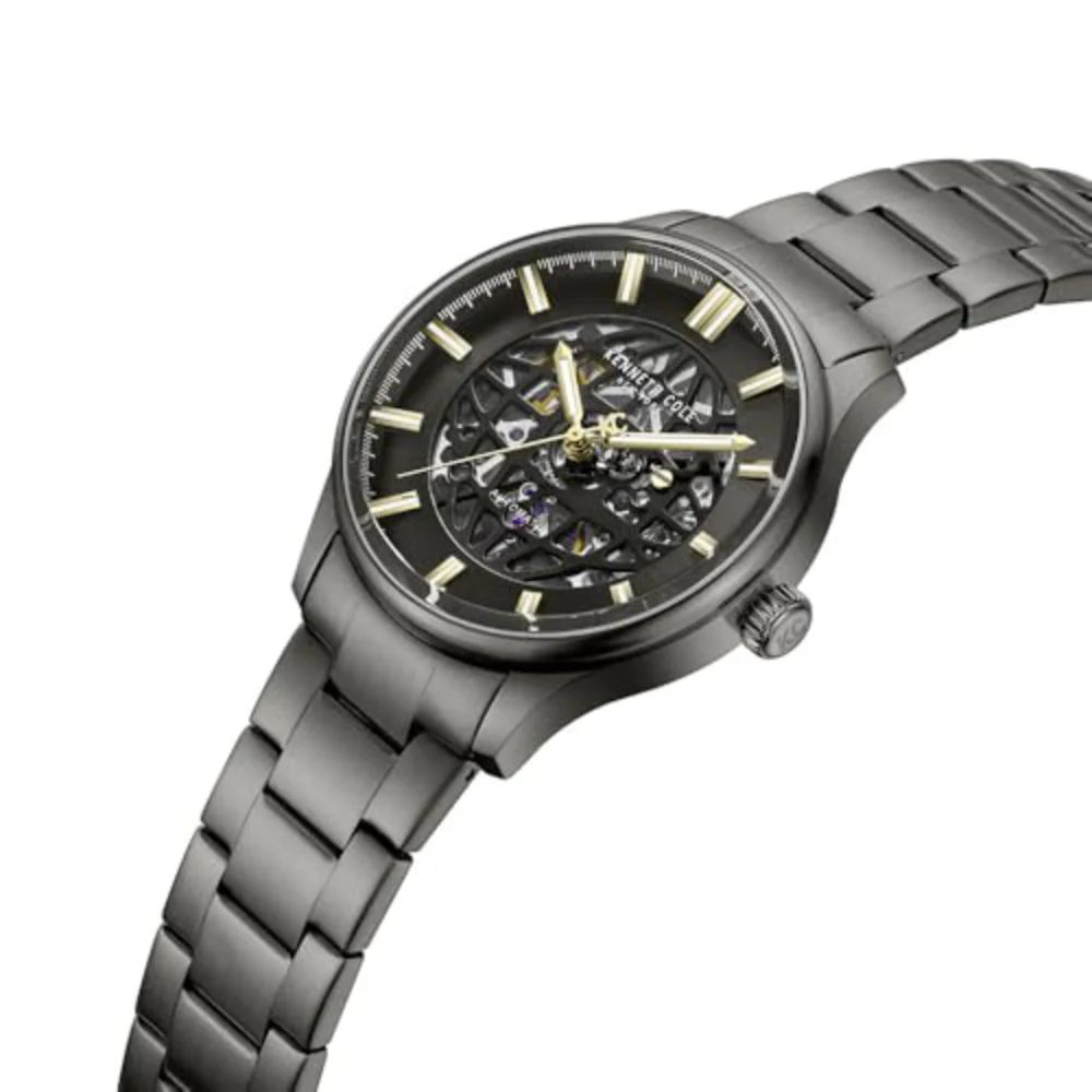Kenneth Cole Newyork Men's 44mm Skeleton Gray Bracelet Watch - Black Dial - Image 3