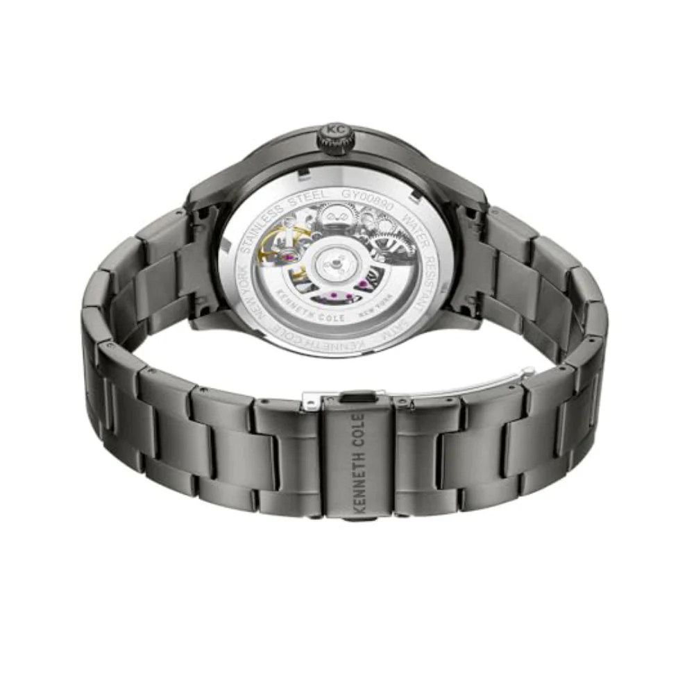 Kenneth Cole Newyork Men's 44mm Skeleton Gray Bracelet Watch - Black Dial - Image 4