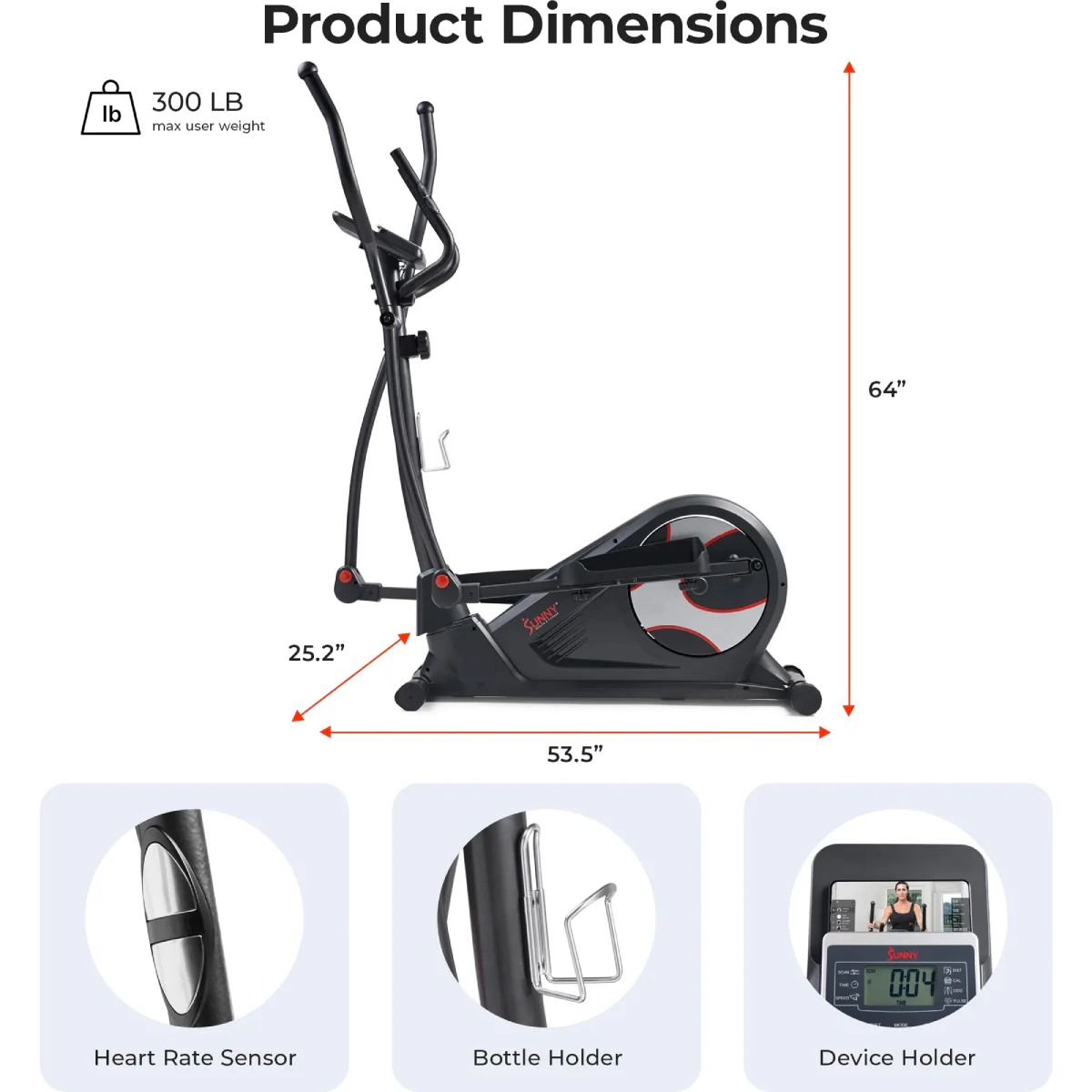 Sunny Health & Fitness SF-E323050 Pro Smart Elliptical Trainer with 15-Levels of Magnetic Resistance - Image 4
