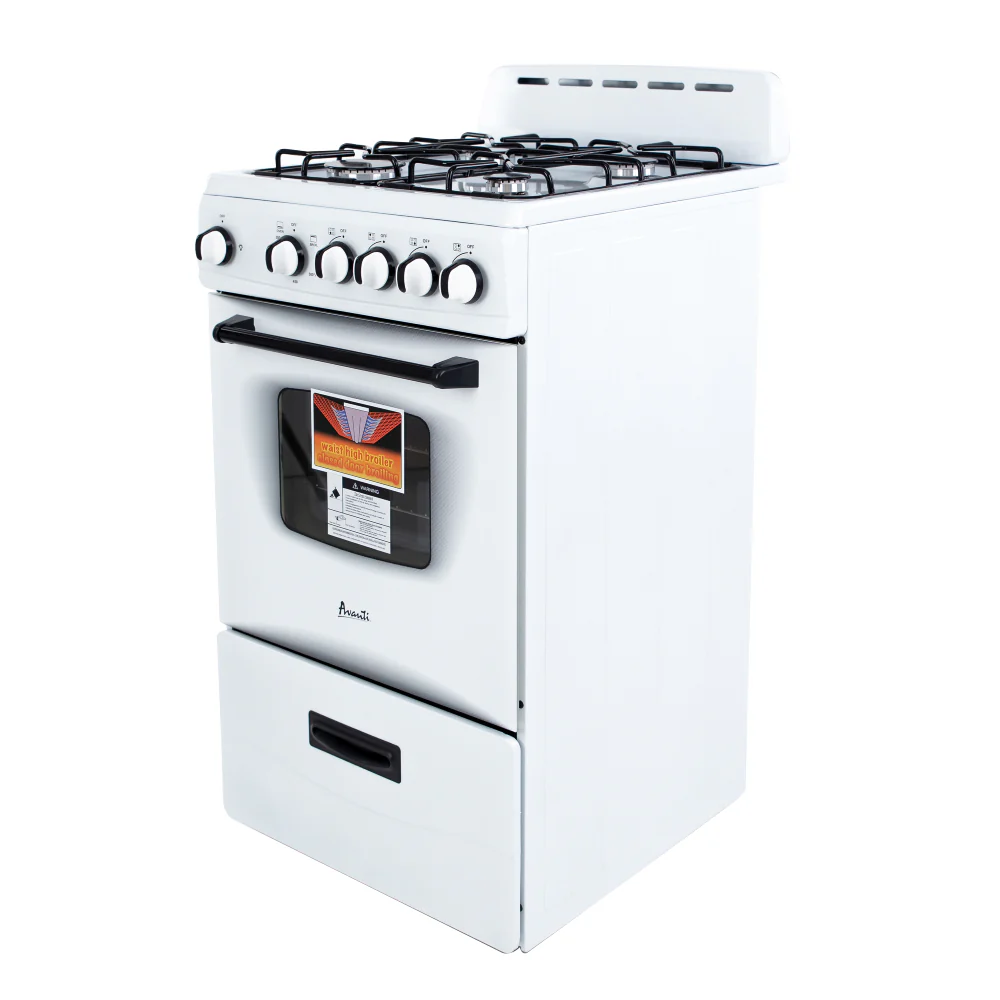Avanti GR2011CW 20" Freestanding Gas Range with 2.1 Cu. Ft Oven, White - Image 3