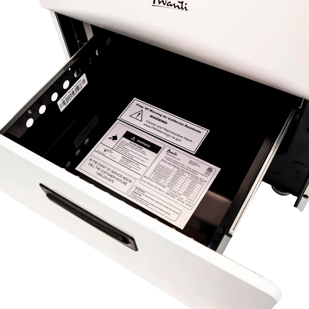 Avanti GR2011CW 20" Freestanding Gas Range with 2.1 Cu. Ft Oven, White - Image 8