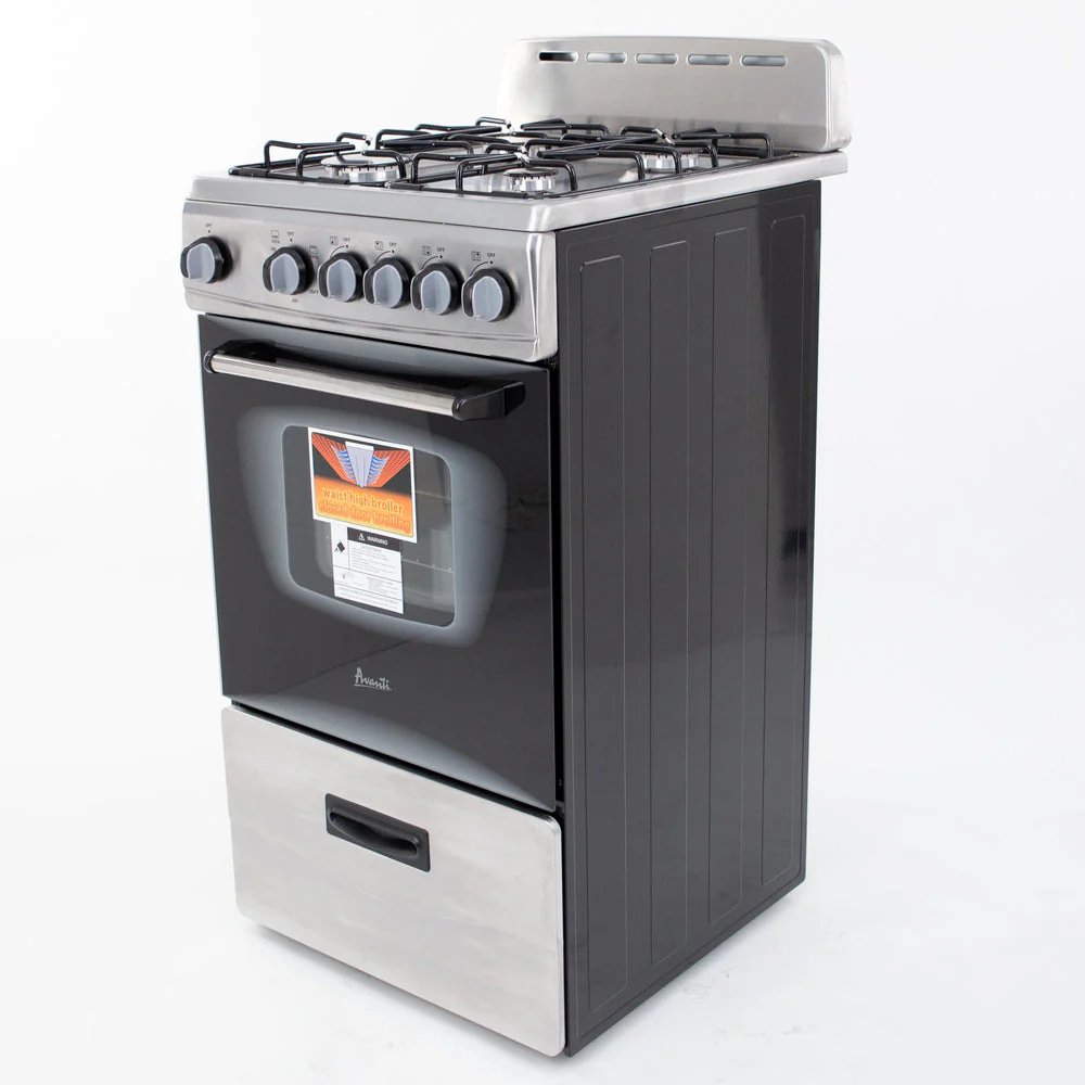 Avanti GR2013CSS 20" Freestanding Gas Range with 2.1 Cu. Ft Oven, Stainless Steel/Black - Image 3