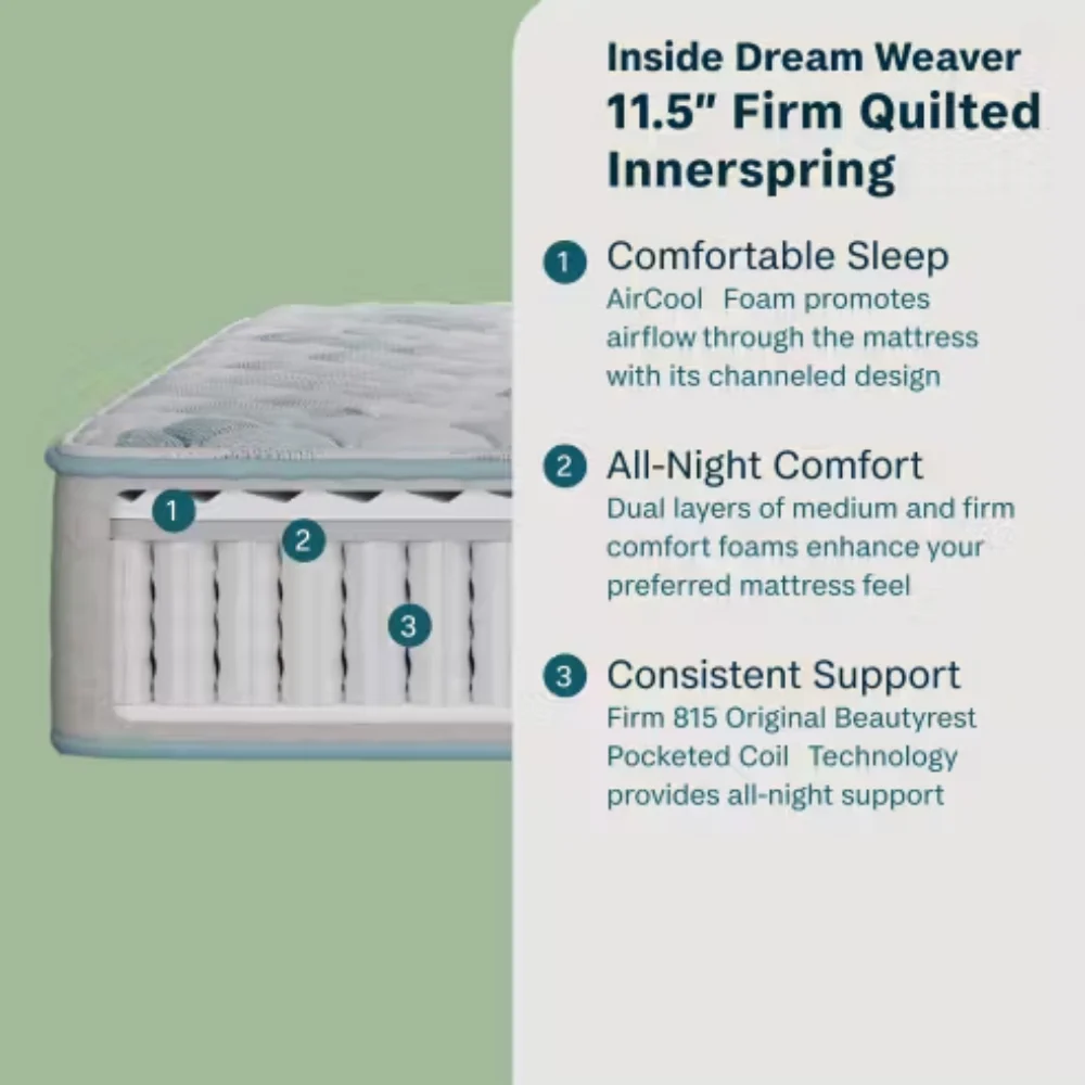 Beautyrest 11.5" Dream Weaver Firm Queen Mattress - Gray - Image 9