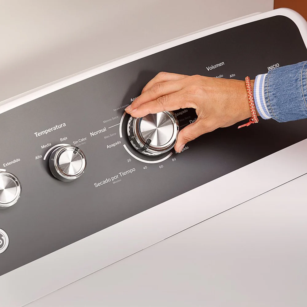 GE - 7.2 Cu. Ft. Electric Dryer with Spanish Control Panel - White with Matte Black - Image 10