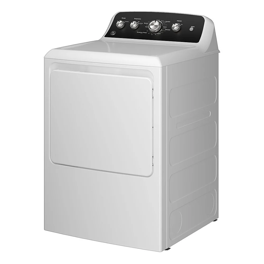 GE - 7.2 Cu. Ft. Electric Dryer with Spanish Control Panel - White with Matte Black - Image 3