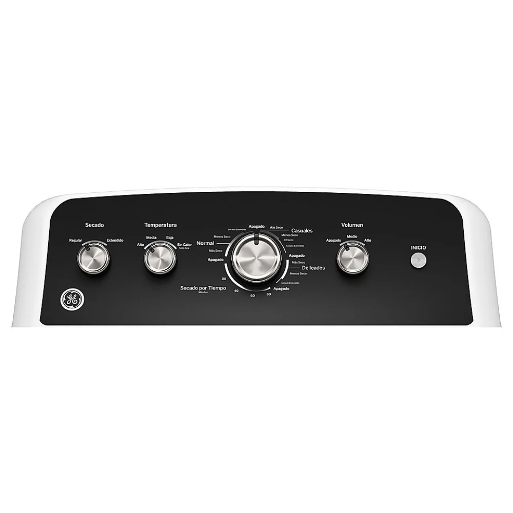 GE - 7.2 Cu. Ft. Electric Dryer with Spanish Control Panel - White with Matte Black - Image 4