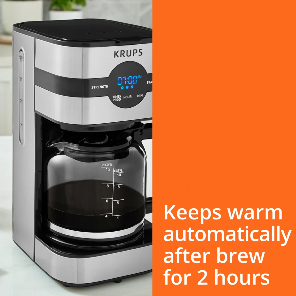 Krups KM205D50 Simply Brew 10-Cup Digital Drip Coffee Maker - Black/Stainless - Image 5