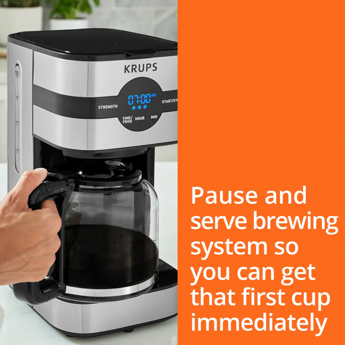 Krups KM205D50 Simply Brew 10-Cup Digital Drip Coffee Maker - Black/Stainless - Image 9