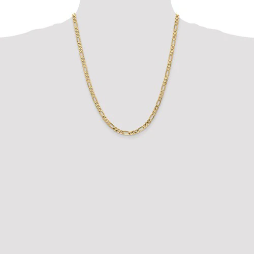 14K Yellow Gold Unisex 22" Flat Figaro Chain - Image 4