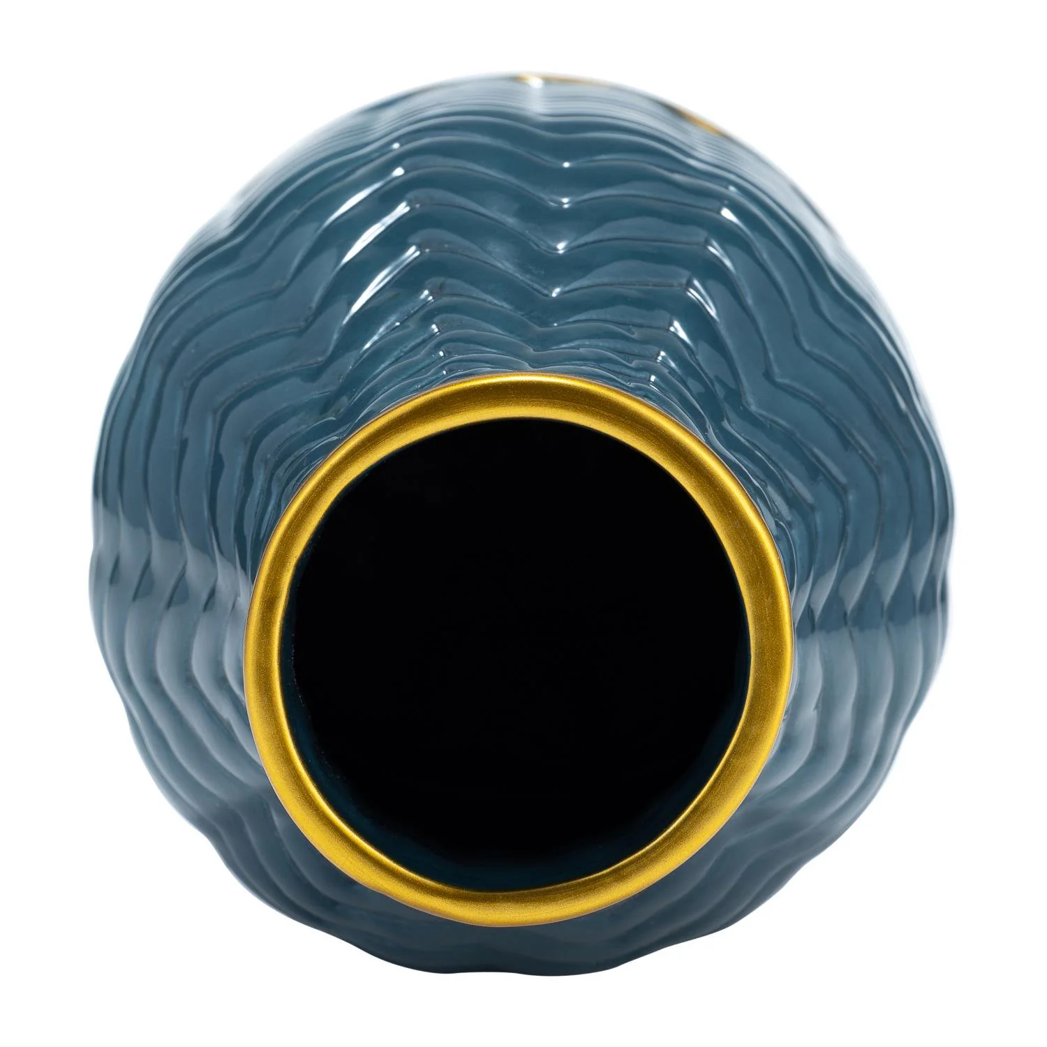 Sagebrook Home Contemporary 10" Chevron Ceramic Vase - Teal - Image 5