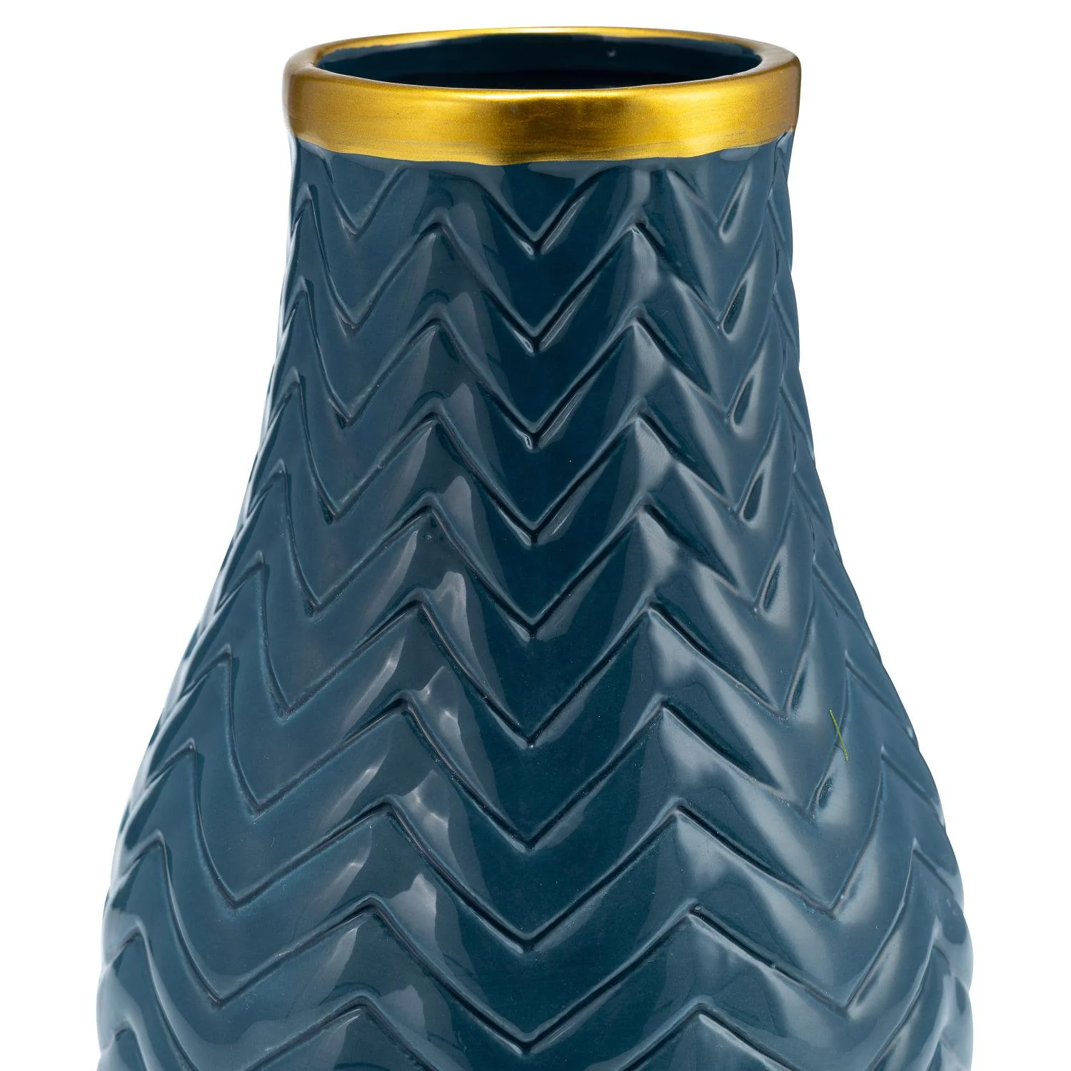 Sagebrook Home Contemporary 10" Chevron Ceramic Vase - Teal - Image 6