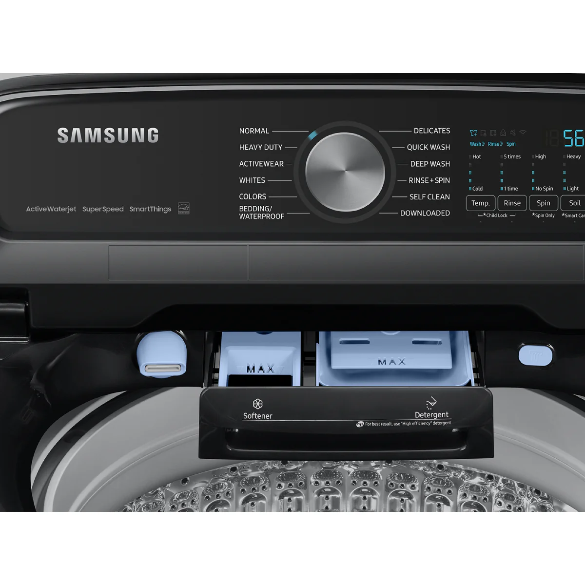 Samsung WA55CG7100AV 5.5 cu. ft. Smart Top Load Washer with Super Speed Wash - Brushed Black - Image 7
