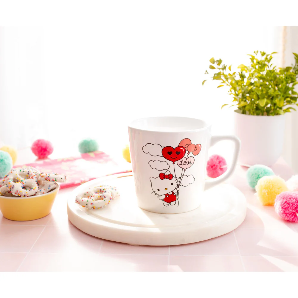 Sanrio Hello Kitty Love Balloon Wide Rim 17 oz Ceramic Mug - White - Image 3