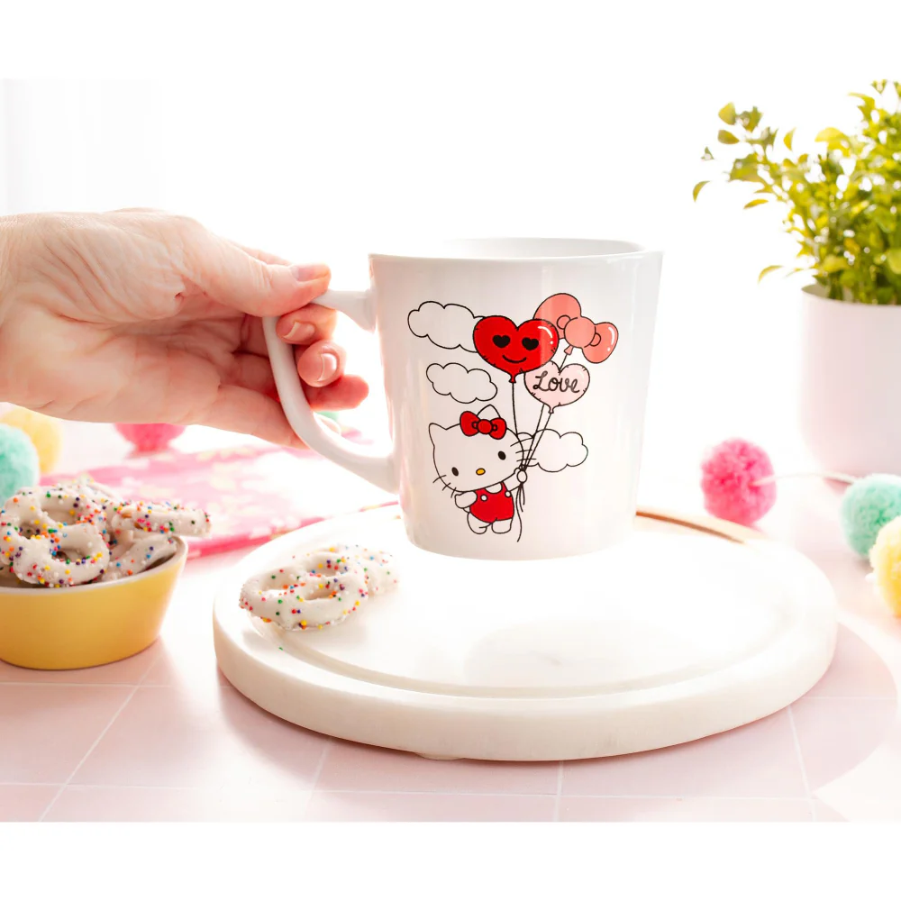 Sanrio Hello Kitty Love Balloon Wide Rim 17 oz Ceramic Mug - White - Image 4