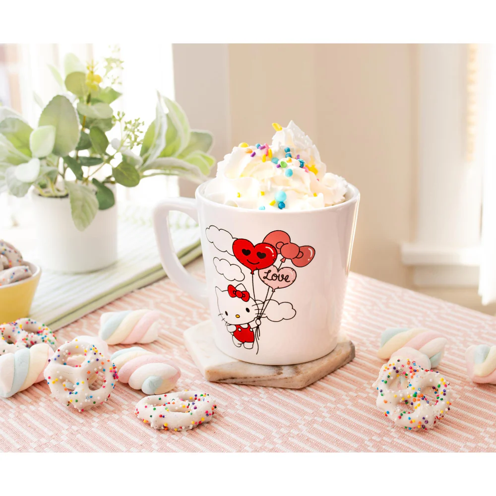 Sanrio Hello Kitty Love Balloon Wide Rim 17 oz Ceramic Mug - White - Image 6