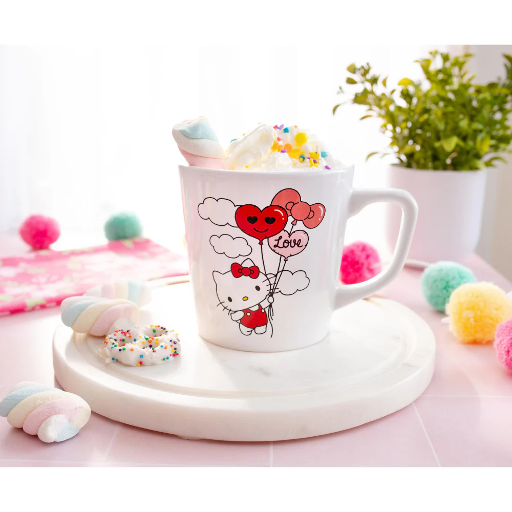 Sanrio Hello Kitty Love Balloon Wide Rim 17 oz Ceramic Mug - White - Image 7