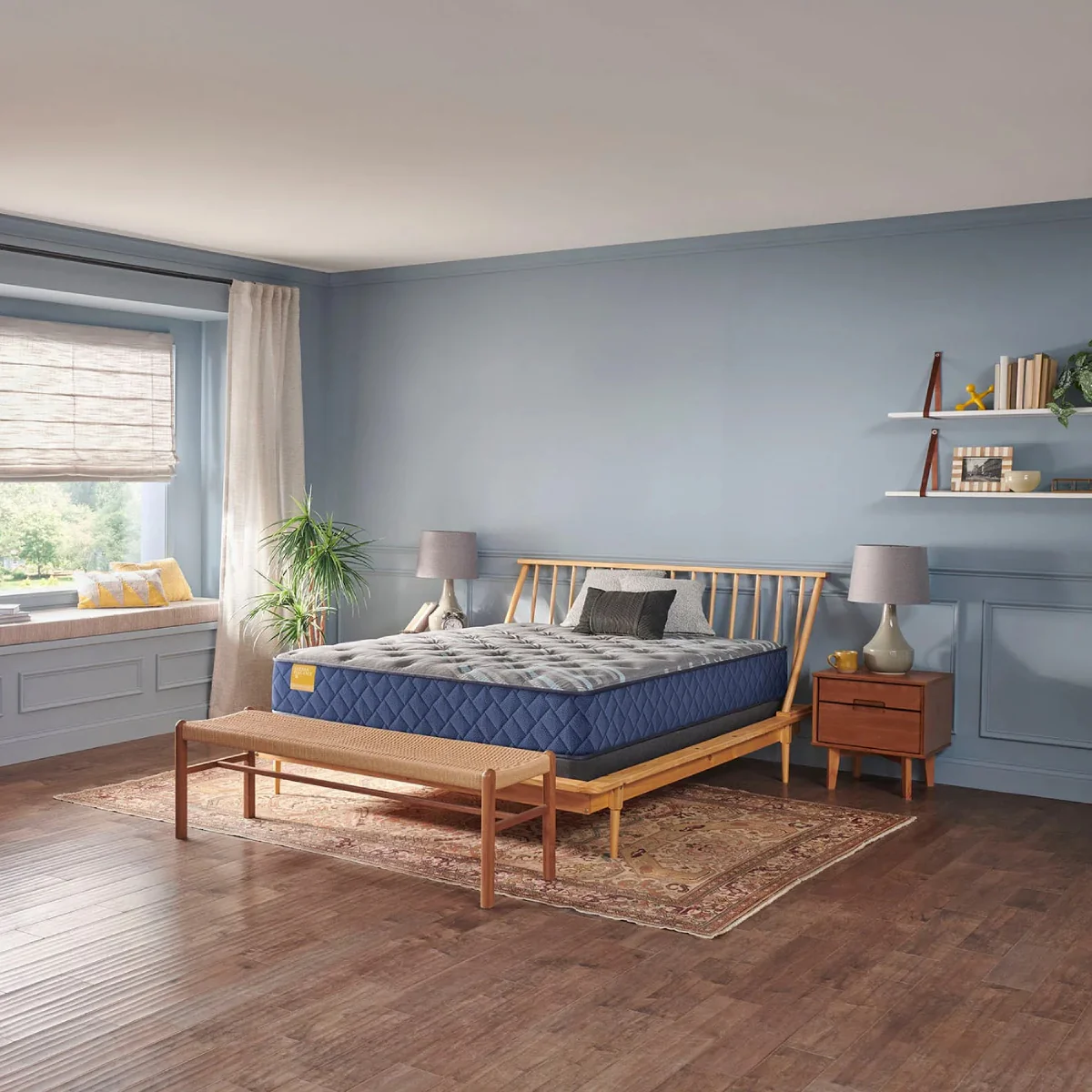 Sealy Featherton Spring Tight Top Firm California King Size Mattress - Blue/Gray - Image 4