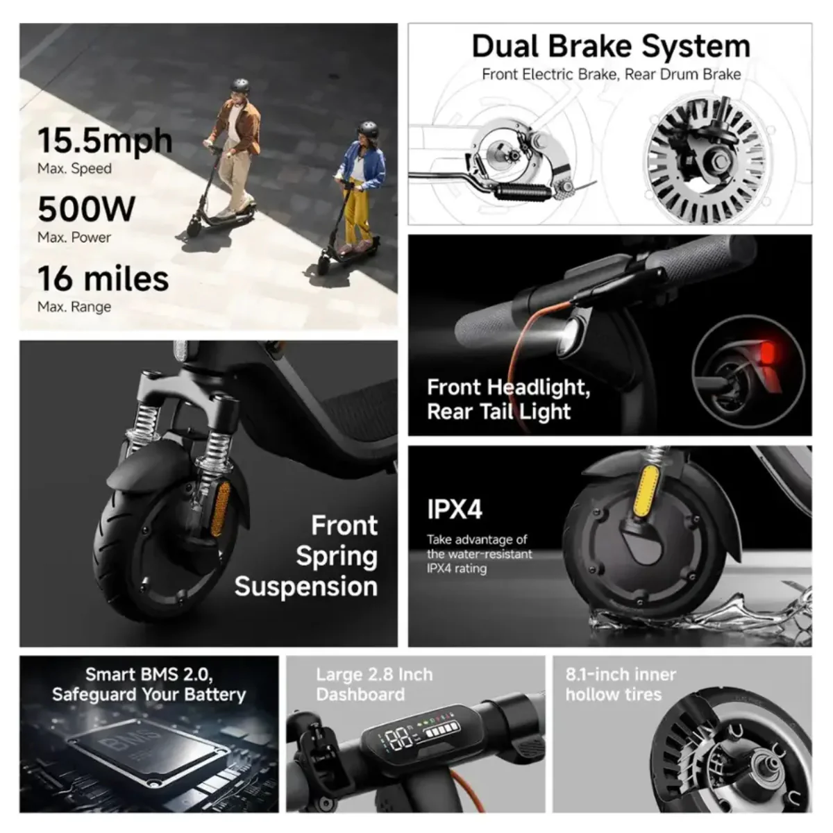 Segway Ninebot E2 Plus II Electric Scooter with Foldable Design - Black - Image 3