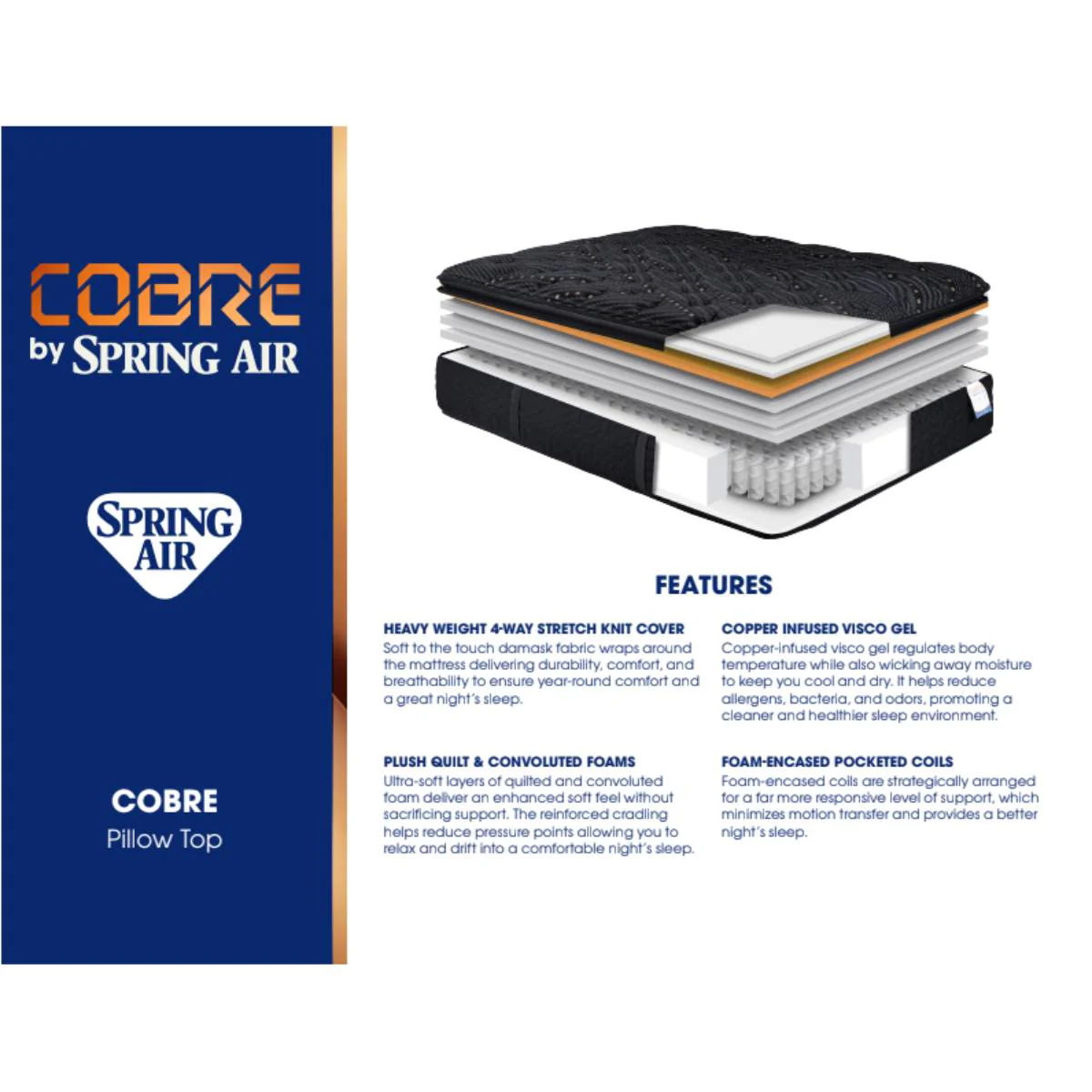 Spring Air Cobre Pillow Top Mattress - Black - Image 6