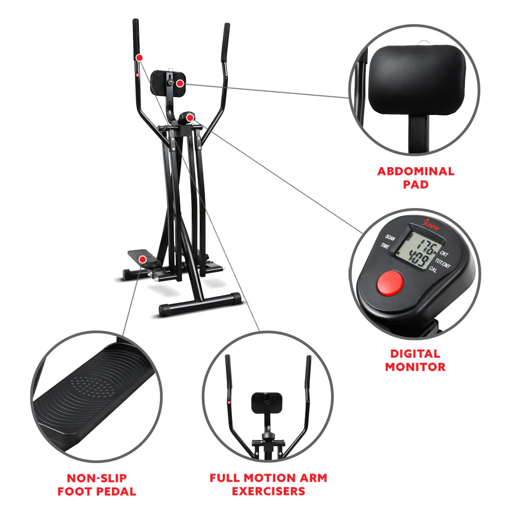 ?Sunny Health & Fitness Air Walk Trainer Glider Exercise Machine - Black - Image 8
