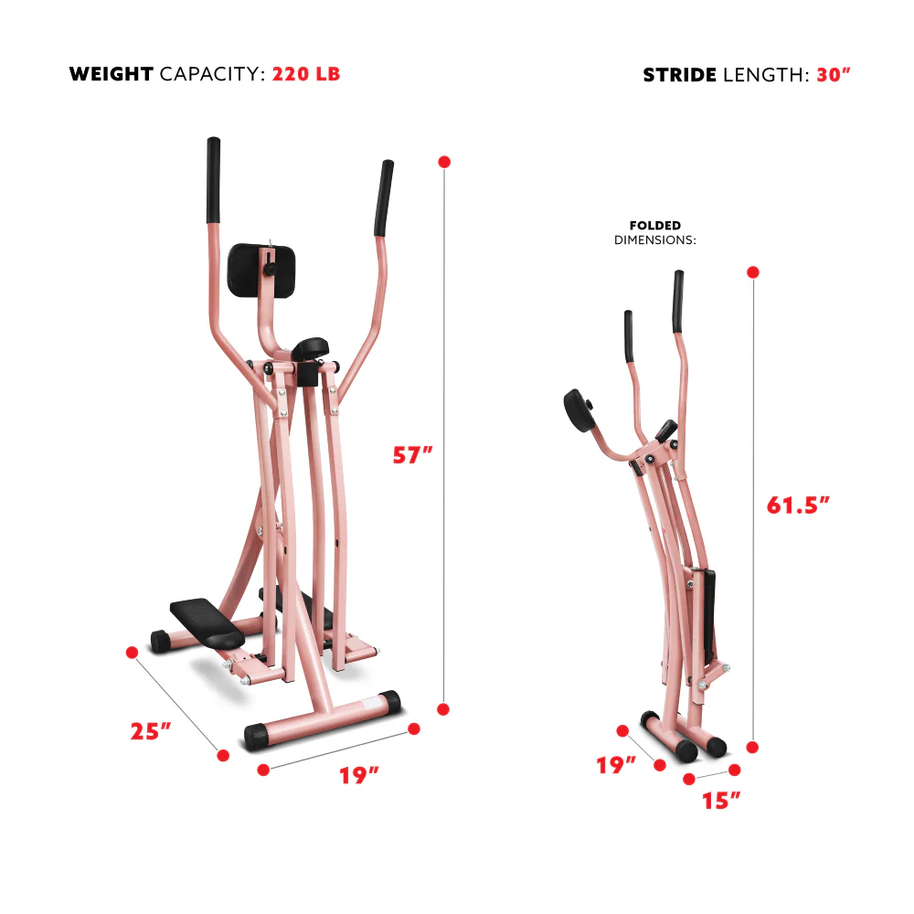?Sunny Health & Fitness Air Walk Trainer Glider Exercise Machine - Rose Gold - Image 9