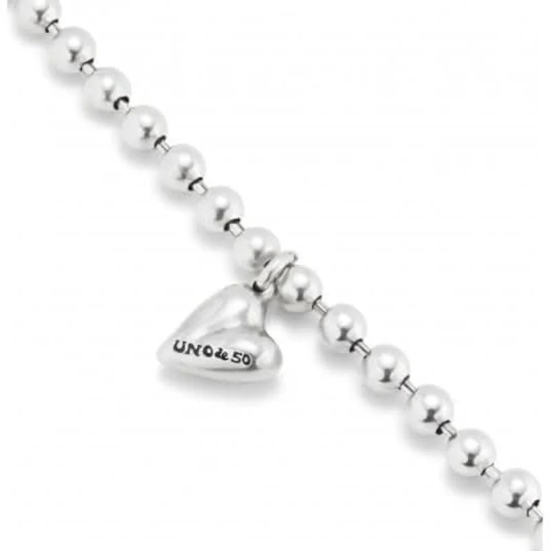 UNOde50 Women's 7" Cupido Beads Heart Bracelet in Sterling Silver-Plating over Metal Alloy - Image 3