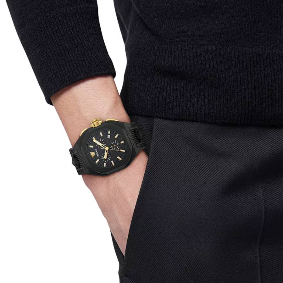 Versace V-Legend Chronograph Men's 44mm Strap Watch - Black - Image 5