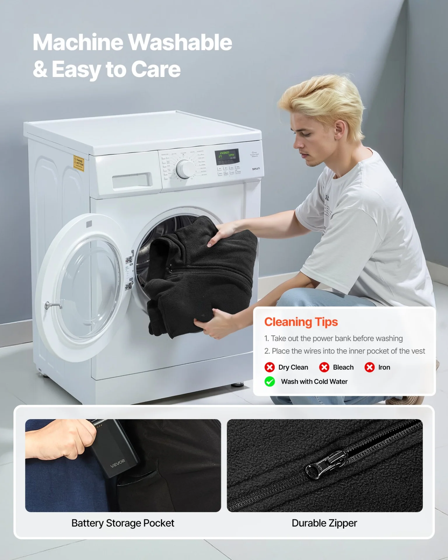 Heated Vest, Men Electric Heating Vest with 16000 mAh Battery Pack, 6 Heating Zones Lightweight Rechargeable Winter-Vest with 3 Levels, for Outdoor Hiking Camping Fishing Skiing, Size XL - Image 4