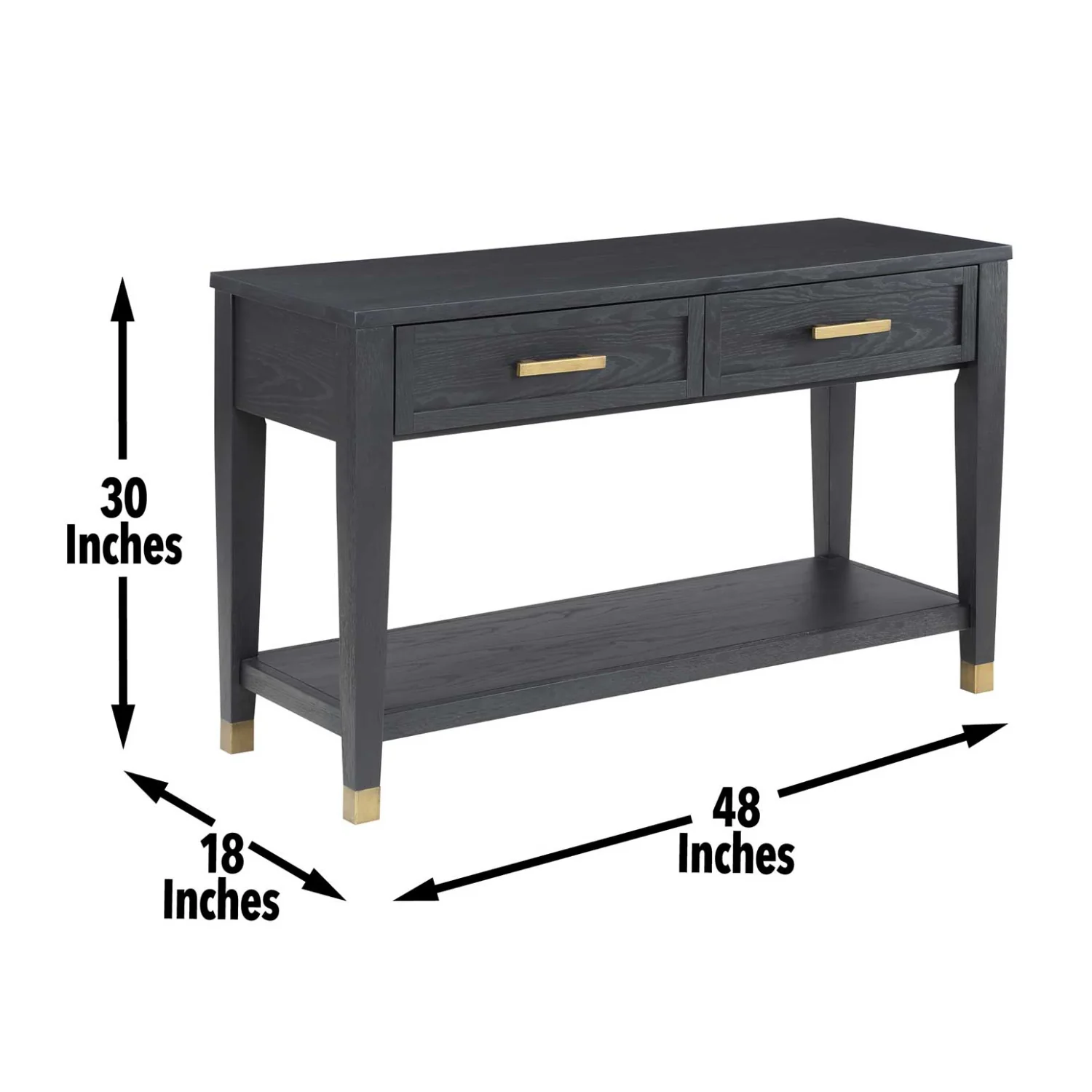 Yves 48" Sofa Table with Open Shelf and 2 Drawers by Steve Silver Company - Charcoal - Image 4