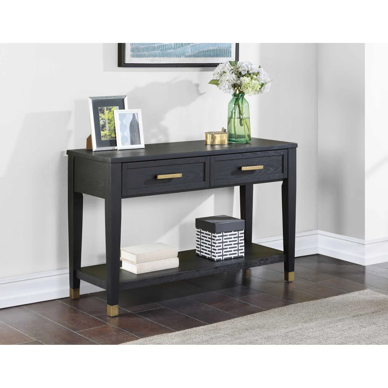 Yves 48" Sofa Table with Open Shelf and 2 Drawers by Steve Silver Company - Charcoal - Image 5